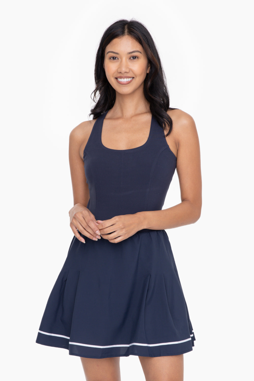 Cross Back Skater Dress - Navy