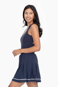 Cross Back Skater Dress - Navy