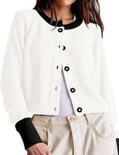 Load image into Gallery viewer, Color Block Round Neck Cardigan
