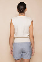 Load image into Gallery viewer, Gold Bow Button Detail Sleeveless Knit Top - Cream (TI6615FO)
