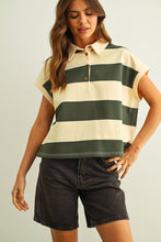 Load image into Gallery viewer, Wide Striped Sleeveless Polo - Green/Cream (T6191)
