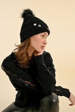 Load image into Gallery viewer, Rhinestone &amp; Pearl Beanie - Black
