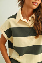 Load image into Gallery viewer, Wide Striped Sleeveless Polo - Green/Cream (T6191)
