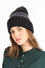Load image into Gallery viewer, Faux Fur Pom Knit Beanie - Black or White
