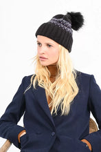 Load image into Gallery viewer, Faux Fur Pom Knit Beanie - Black or White
