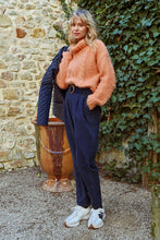 Load image into Gallery viewer, High Waisted Corduroy Pants - Navy Blue
