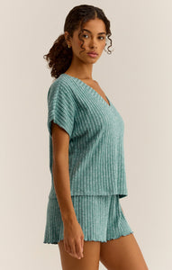Harper V-Neck Top - Green Lagoon or Iced Coffee