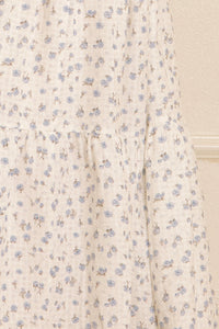 Ditsy Floral Maxi Dress - White Blue Floral