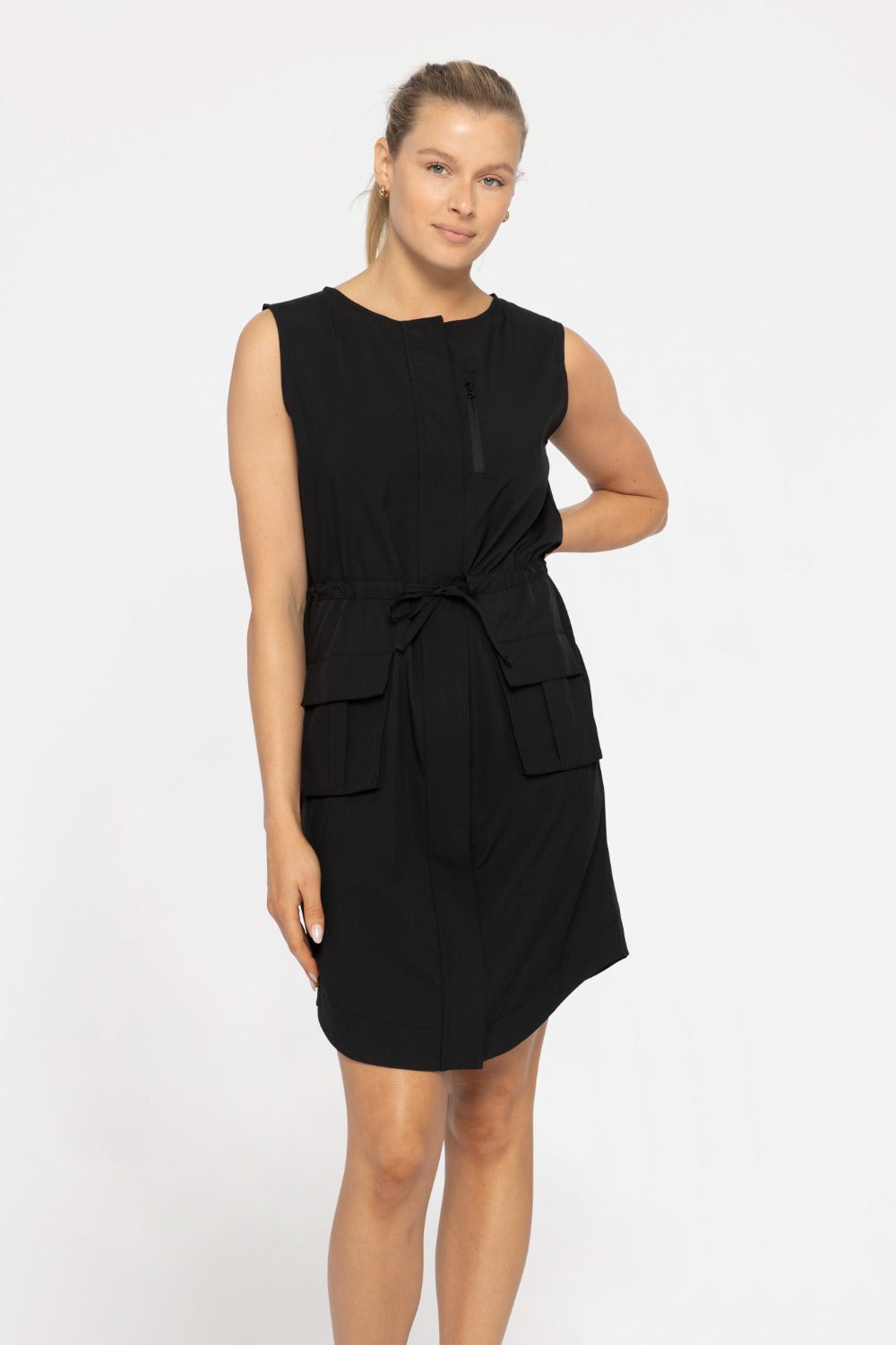 Stretch Woven Tank Dress - Black