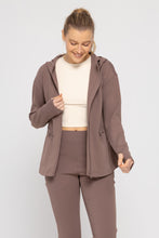 Load image into Gallery viewer, Jacquard Ribbed Hooded Jacket w/ Thumbholes - Deep Taupe
