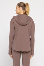 Load image into Gallery viewer, Jacquard Ribbed Hooded Jacket w/ Thumbholes - Deep Taupe
