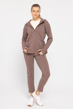 Load image into Gallery viewer, Jacquard Ribbed Hooded Jacket w/ Thumbholes - Deep Taupe
