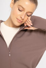 Load image into Gallery viewer, Jacquard Ribbed Hooded Jacket w/ Thumbholes - Deep Taupe
