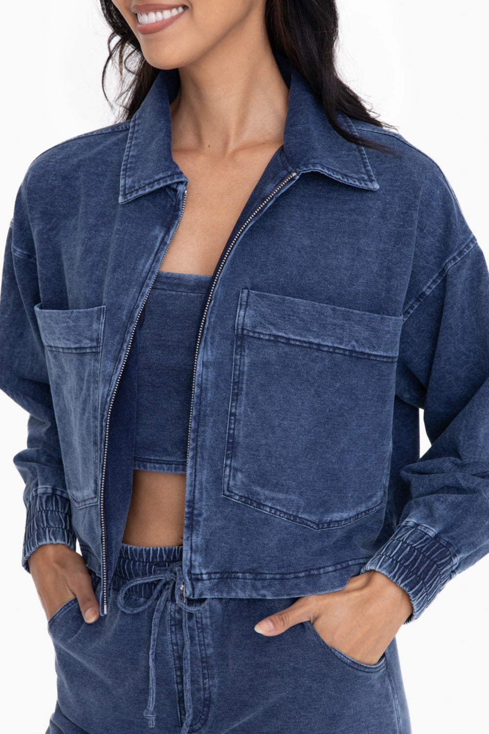 Boxy MIneral Wash Cropped Jacket