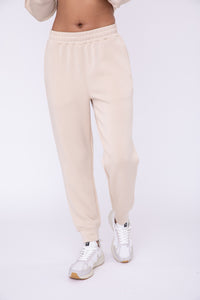 Curvy Elevated Contrast Seam Jogger  - Natural