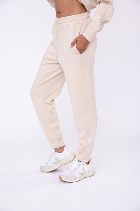 Curvy Elevated Contrast Seam Jogger  - Natural