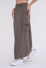 Load image into Gallery viewer, Mid Rise Cargo Slit Maxi Skirt - Olive or Taupe
