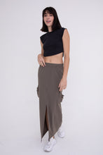 Load image into Gallery viewer, Mid Rise Cargo Slit Maxi Skirt - Olive or Taupe
