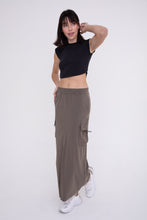 Load image into Gallery viewer, Mid Rise Cargo Slit Maxi Skirt - Olive or Taupe
