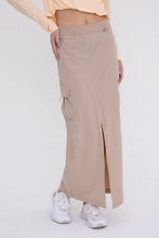 Load image into Gallery viewer, Mid Rise Cargo Slit Maxi Skirt - Olive or Taupe
