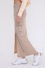 Load image into Gallery viewer, Mid Rise Cargo Slit Maxi Skirt - Olive or Taupe
