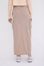 Load image into Gallery viewer, Mid Rise Cargo Slit Maxi Skirt - Olive or Taupe
