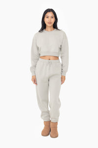 Cropped Fleece Sweatshirt - Light Sage