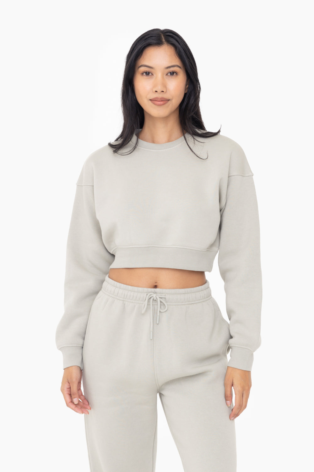 Cropped fleece sweatshirt sale