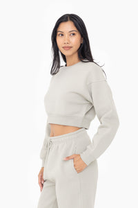 Cropped Fleece Sweatshirt - Light Sage