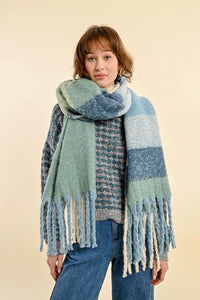 Long Fluffy Scarf - Blue