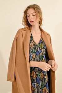 Long Suede Coat - Camel