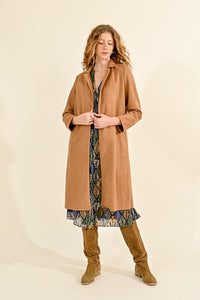 Long Suede Coat - Camel