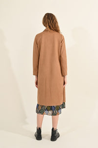 Long Suede Coat - Camel