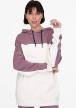 Load image into Gallery viewer, 2-Tone Color Block Hoodie w/ Pocket - Grey w/ Natural Contrast (shown in Ivory w/ Mauve contrast)
