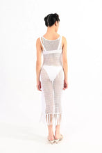 Load image into Gallery viewer, Fringed Crochet Tank Dress - White
