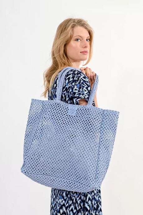 Straw Shopper Tote - Pink or Blue