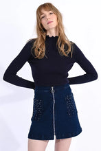 Load image into Gallery viewer, Ruffle Edge Pullover - Black or Navy Blue
