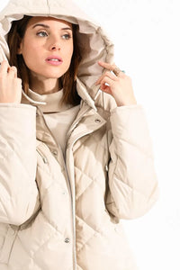 Hooded Quilted Jacket - Black or Beige