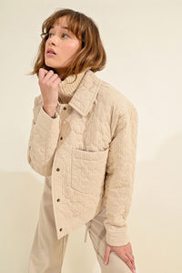 Quilted Tailored Jacket - Cream