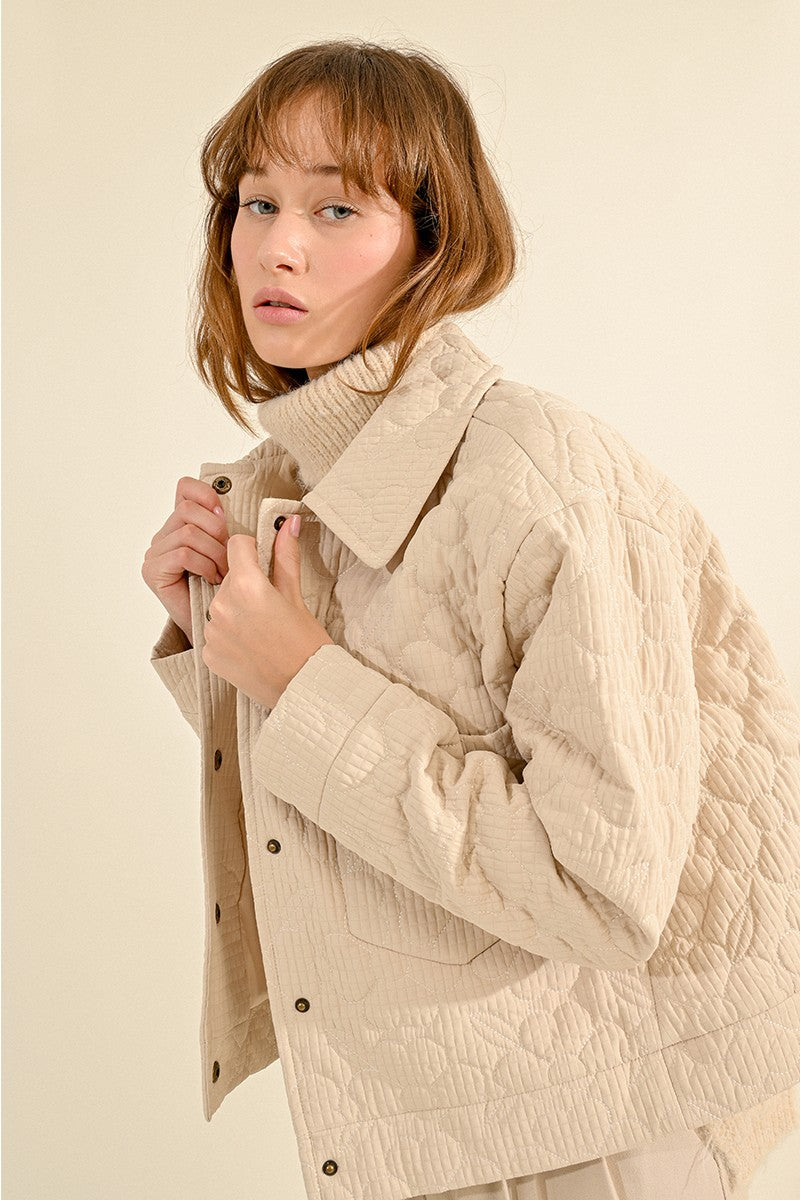 Quilted Tailored Jacket - Cream