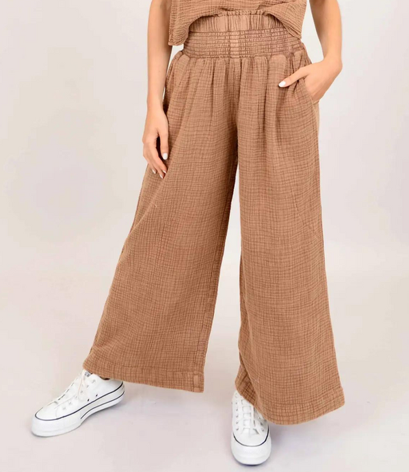 Anokia Bubble Gauze Pants - Cinnamon