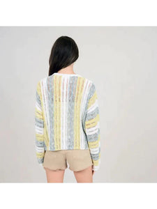 Keola Sweater - White / Yellow / Grey Stripe