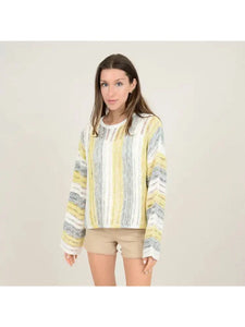 Keola Sweater - White / Yellow / Grey Stripe