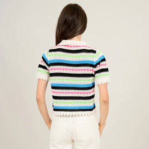 Kyoko Bolero Sweater - Bright Multi Stripe