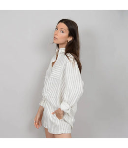 Shaya Blouse - Cream w/ Blk Stripes (style#56W301S)
