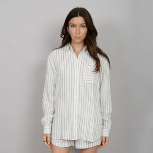 Shaya Blouse - Cream w/ Blk Stripes (style#56W301S)