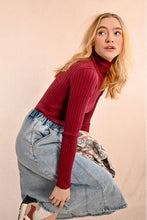 Load image into Gallery viewer, Ribbed Knit Turtleneck Sweater - Dark Red or Khaki
