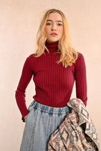 Load image into Gallery viewer, Ribbed Knit Turtleneck Sweater - Dark Red or Khaki
