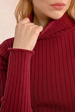 Load image into Gallery viewer, Ribbed Knit Turtleneck Sweater - Dark Red or Khaki
