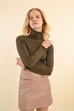 Load image into Gallery viewer, Ribbed Knit Turtleneck Sweater - Dark Red or Khaki
